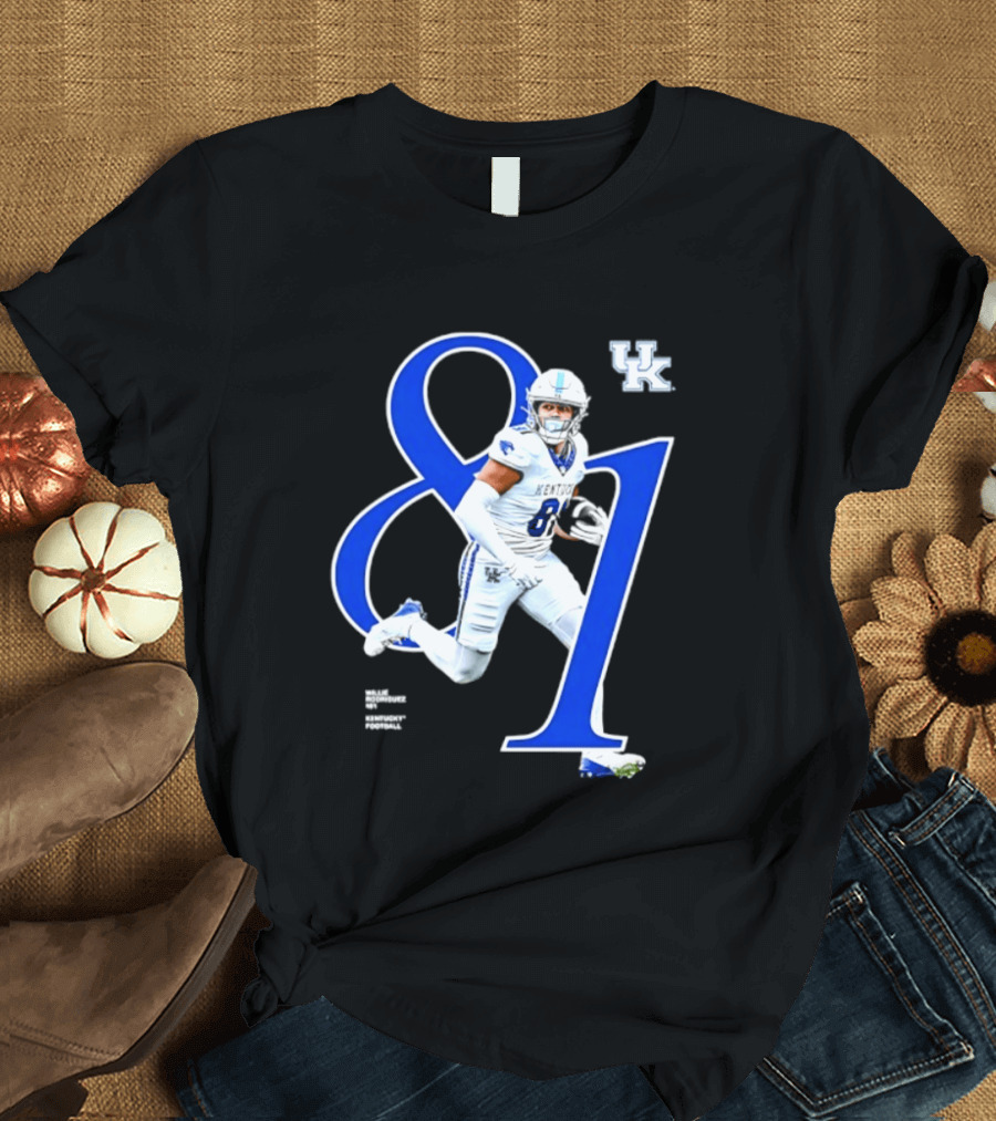 Willie Rodriguez 81 Kentucky Wildcats NCAA Football Player Number T-Shirt