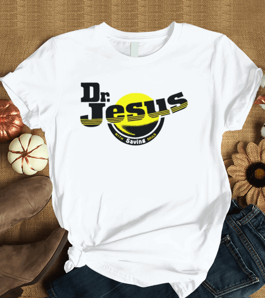Dr Jesus With Saving Souls Yellow Circle T-Shirt