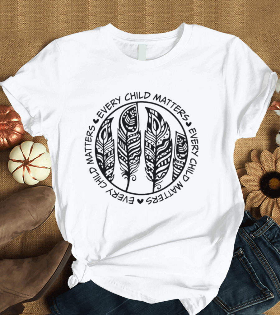 Every Child Matters Day Social Justice Feather Circle T-Shirt