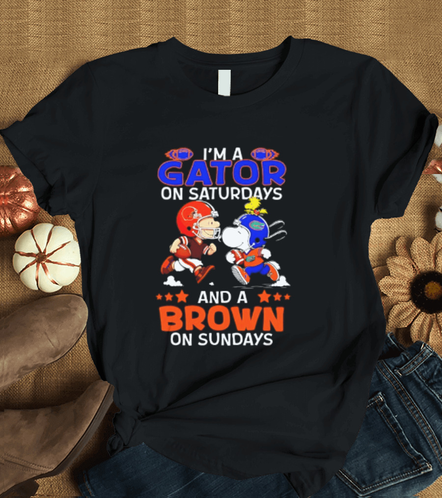 Gator On Saturdays Brown On Sundays Peanuts Football Fan T-Shirt