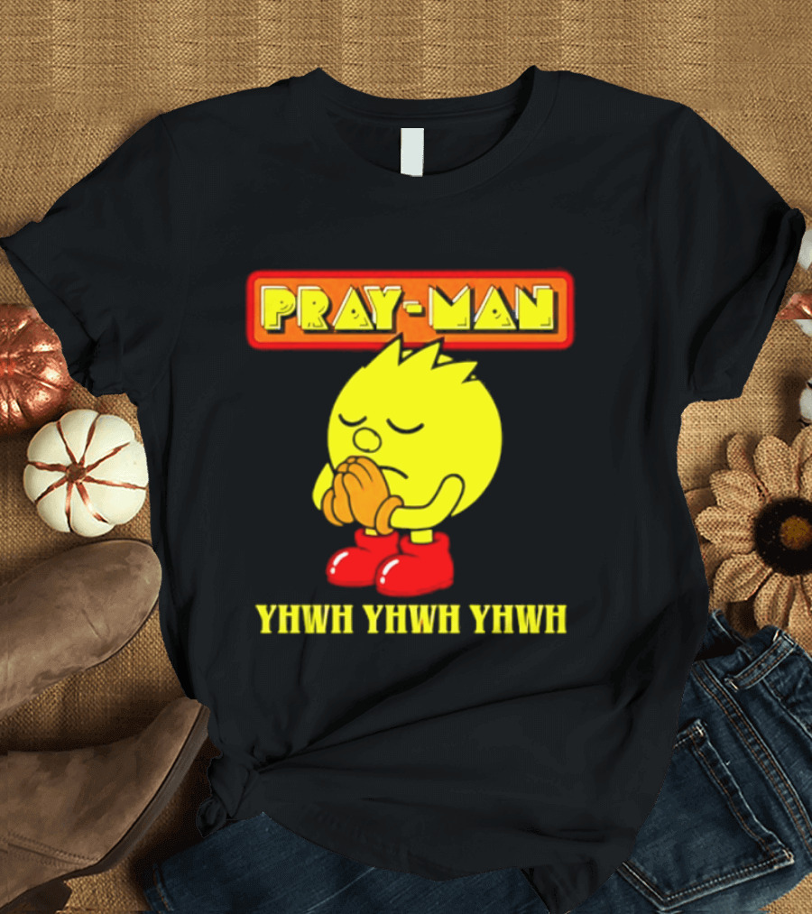 Pray Man YHWH Spiritual Pac Man Symbolism T-Shirt