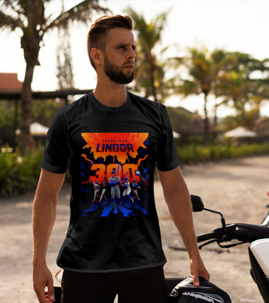 Francisco Lindor 300 HR Achievement Mets Skyline Celebration T-Shirt