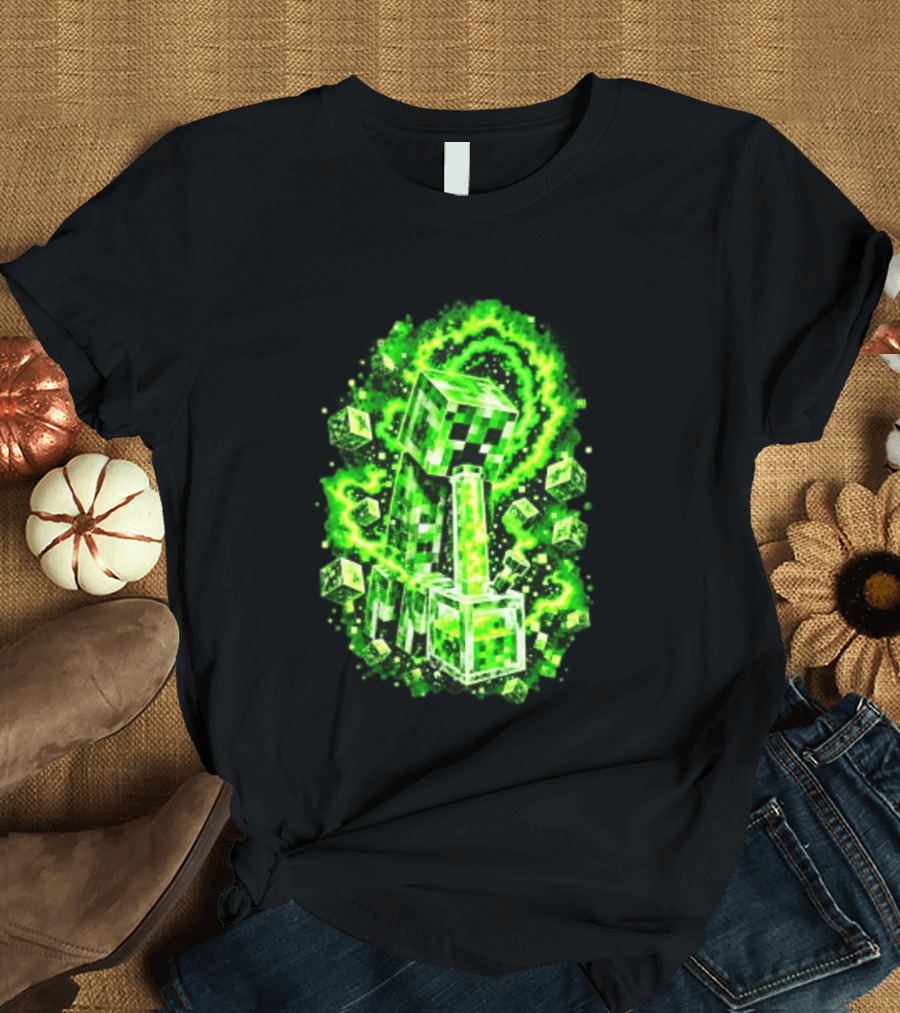 Minecraft Creeper Green Bong Pixel Explosion T-Shirt