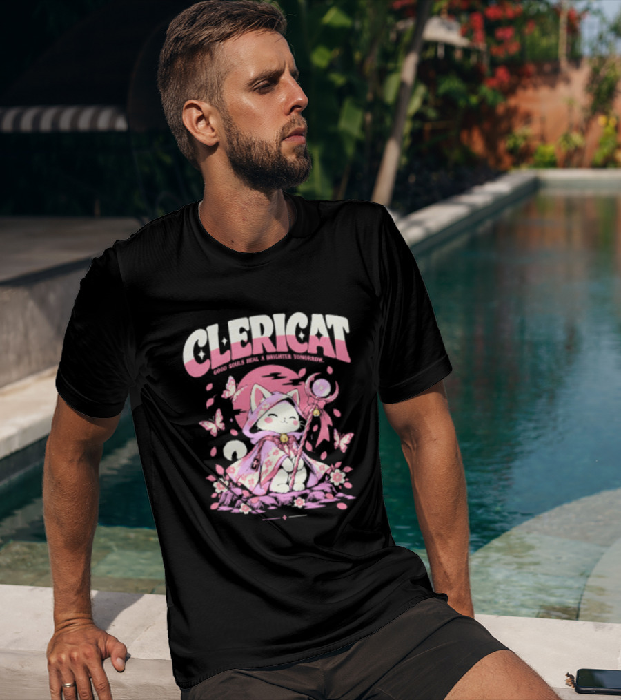 Clericat Good Souls Heal A Brighter Tomorrow Butterfly Blossoms T-Shirt