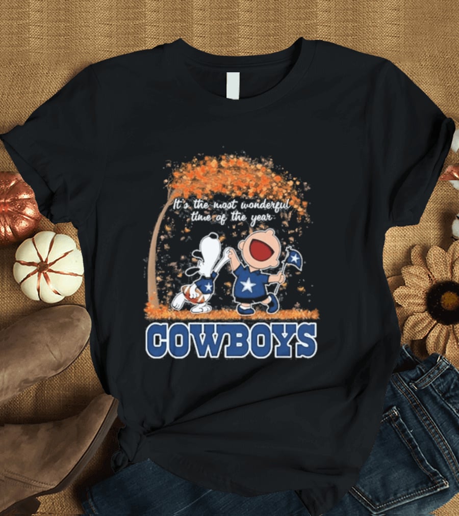 Dallas Cowboys Snoopy Charlie Brown Dancing Most Wonderful Time Of The Year 2026 T-Shirt