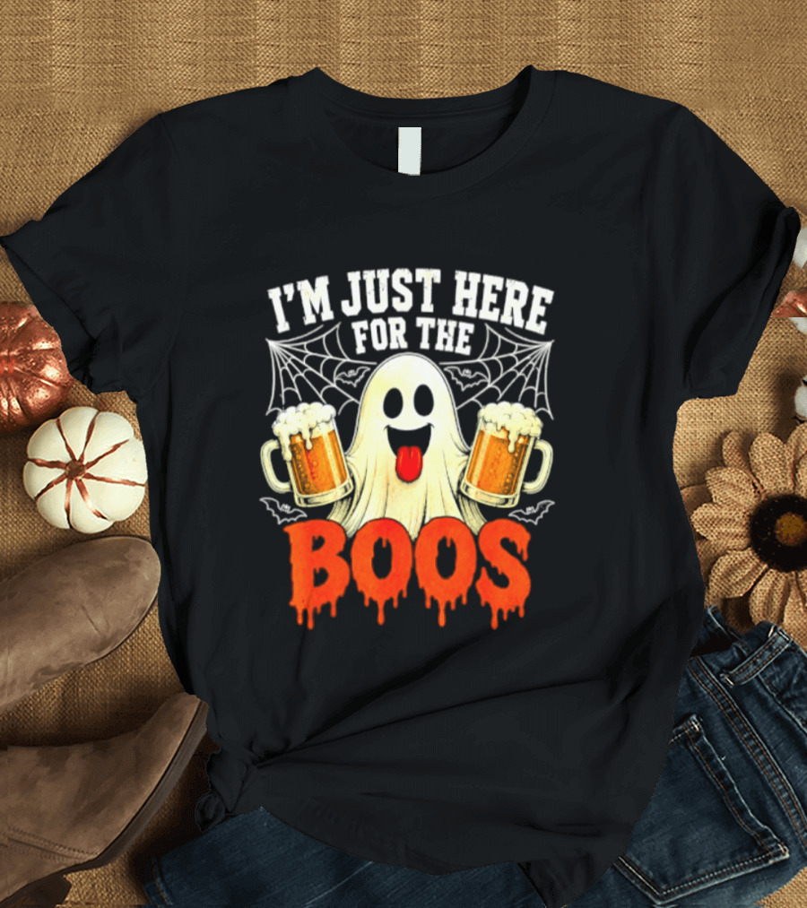 I'm Just Here For The Boos Ghost With Beer S Halloween T-Shirt