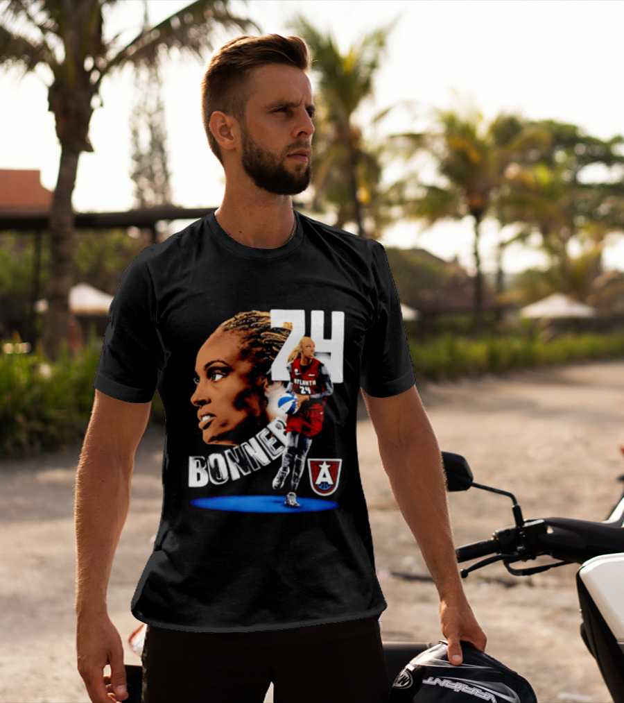 Dewanna Bonner 24 Atlanta Dream WNBA Basketball Player Portrait And Action T-Shirt