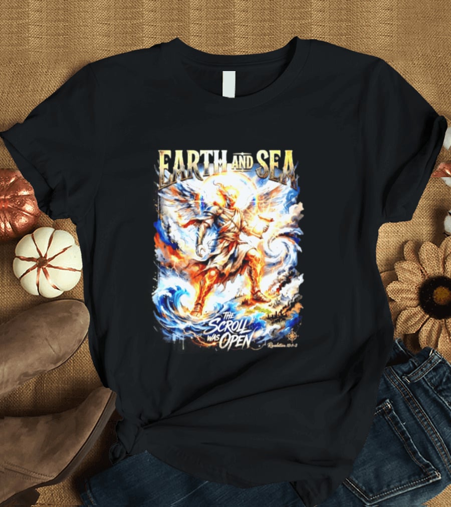 Earth And Sea Angelic Revelation The Scroll Was Open Revelation 10 1 2 T-Shirt