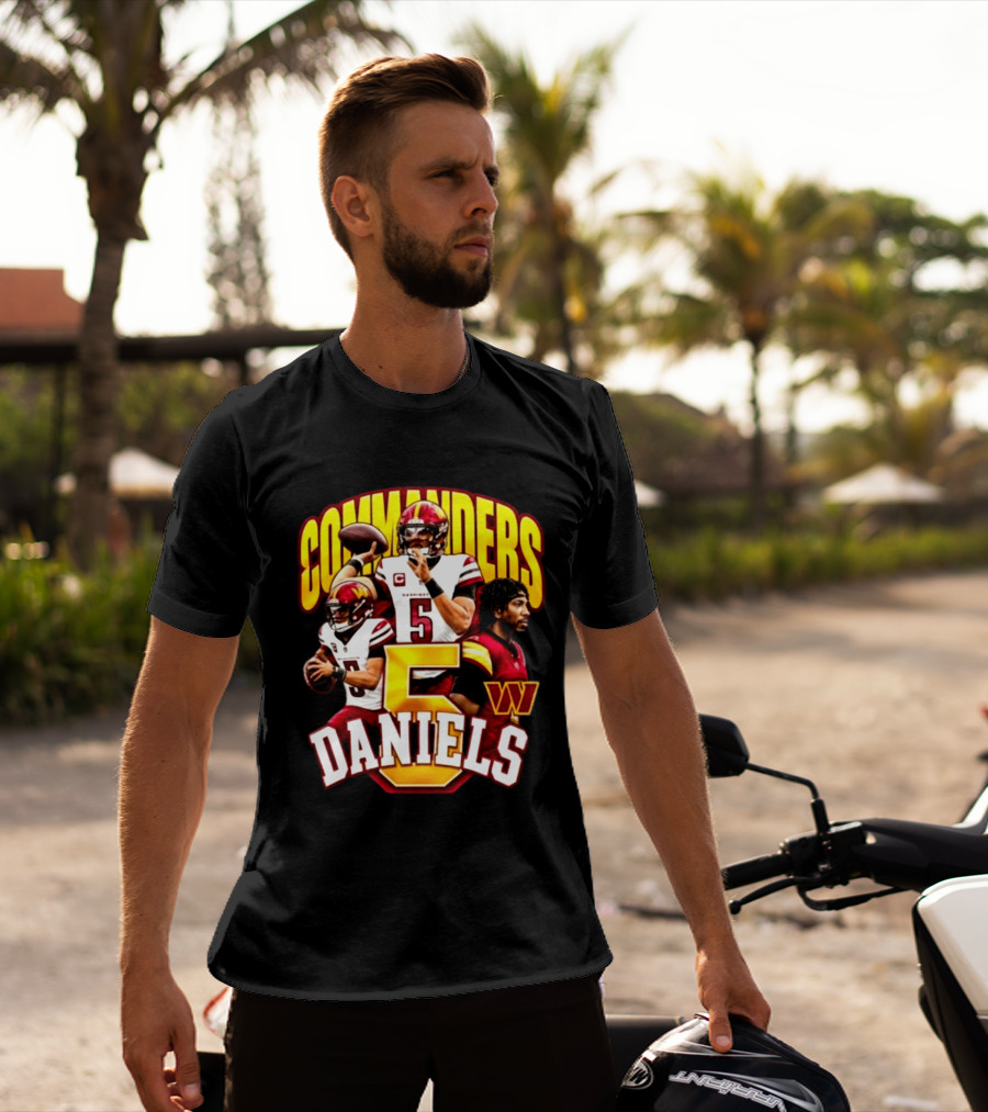 Commander Football Number 5 Jayden Daniels W T-Shirt