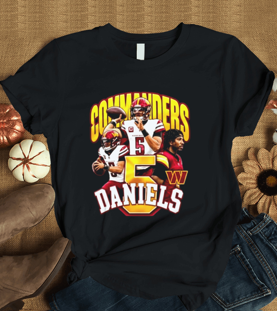 Commander Football Number 5 Jayden Daniels W T-Shirt