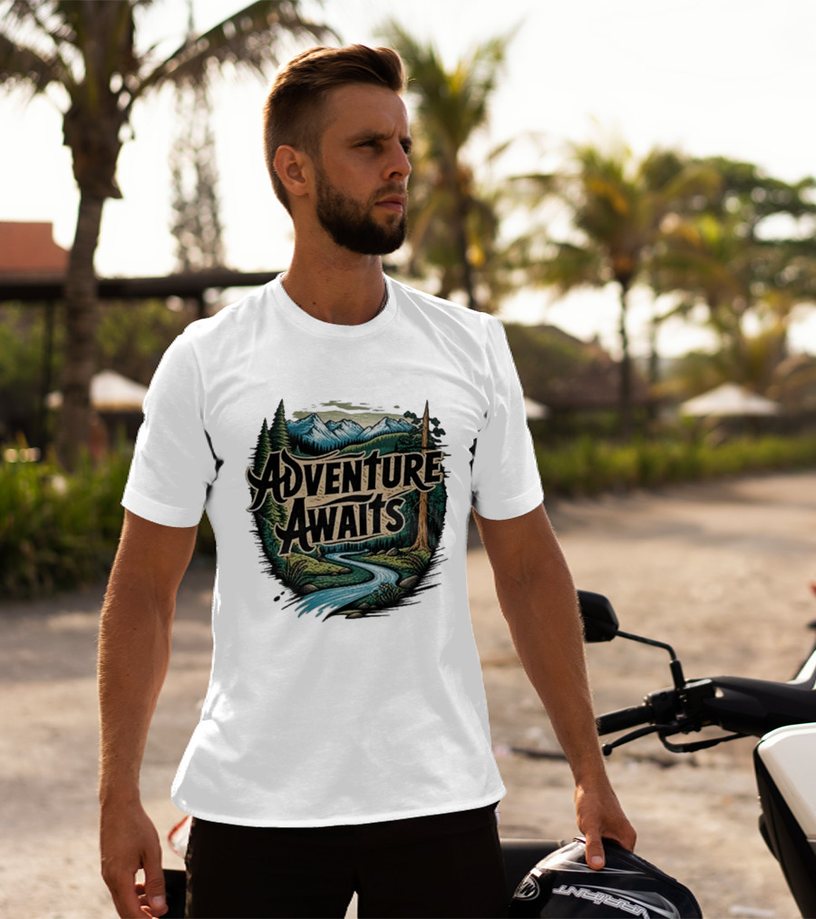 Adventure Awaits Scenic Nature Camping Family Summer Wanderlust Vacation T-Shirt