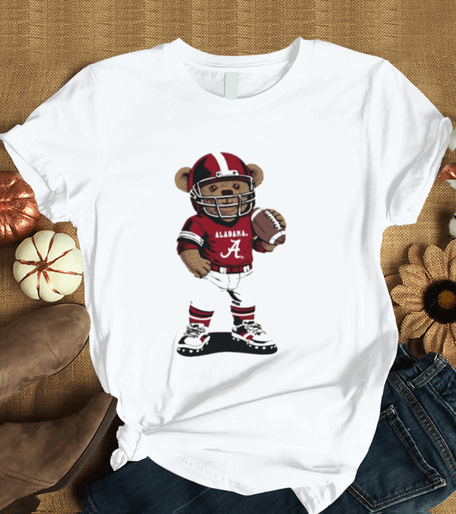 Alabama Crimson Tide 2026 Teddy Bear Football NCAA Team Spirit T-Shirt