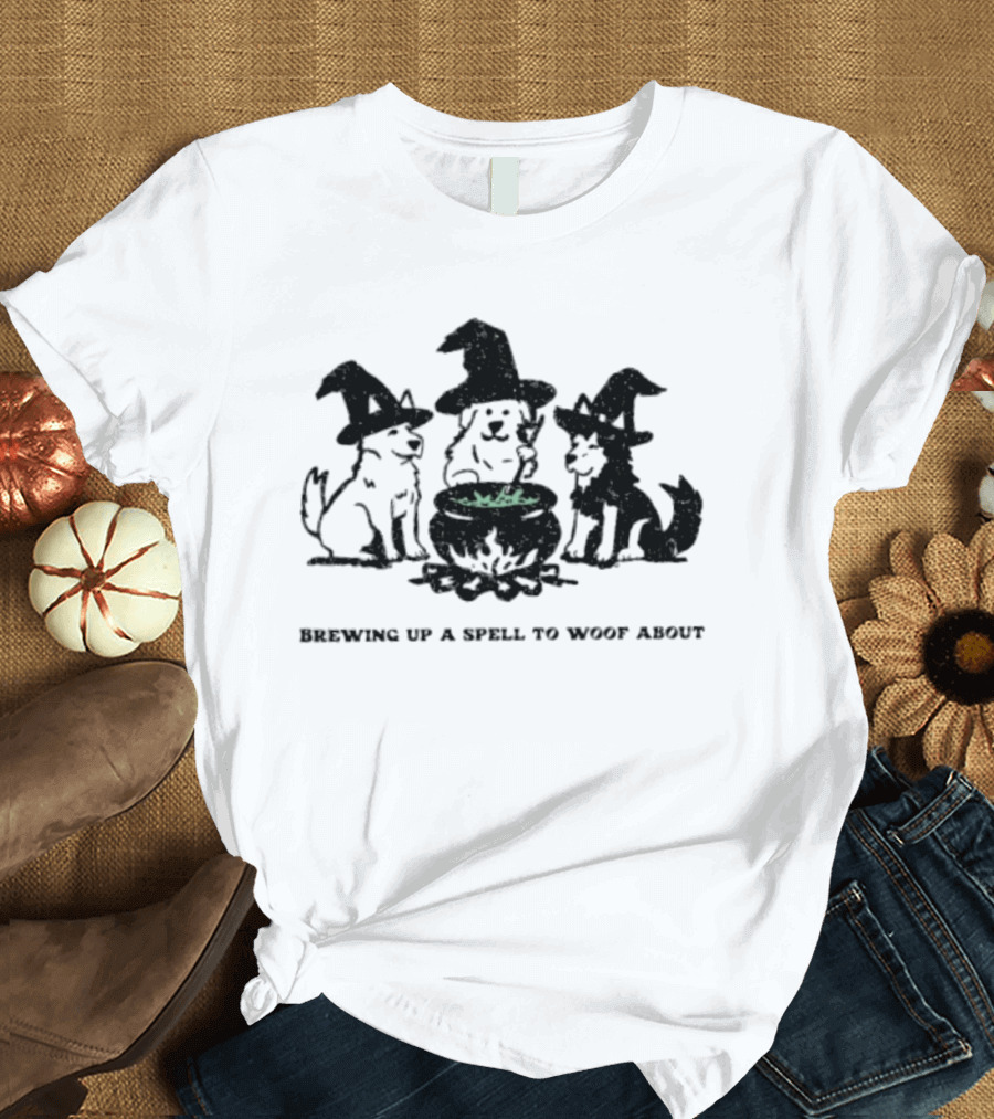 Brewing Up A Spell To Woof About Dog Witch Cauldron Trio T-Shirt