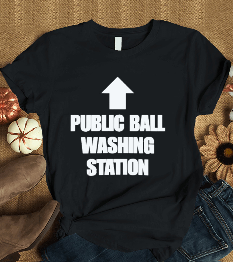 Public Ball Washing Station Funny Arrow Up T-Shirt
