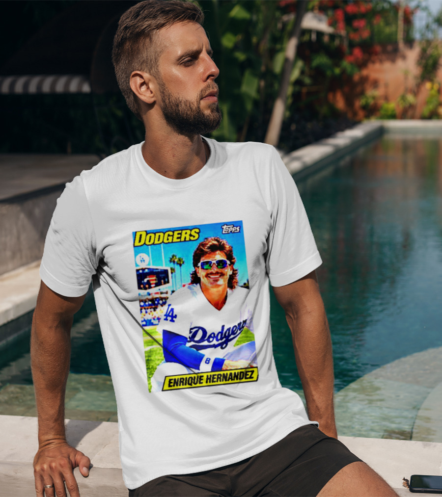 Dodgers Enrique Hernandez Topps Trading Card T-Shirt