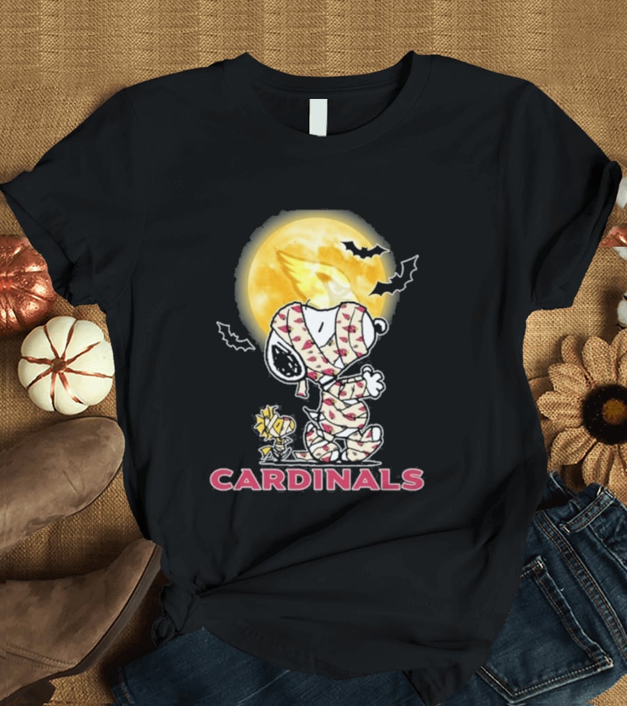 Arizona Cardinals Snoopy Woodstock Halloween Holiday 2026 Moon Bats T-Shirt