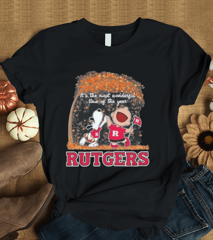 Rutgers Scarlet Knights Snoopy Charlie Brown It's The Most Wonderful Time Of The Year 2026 T-Shirt