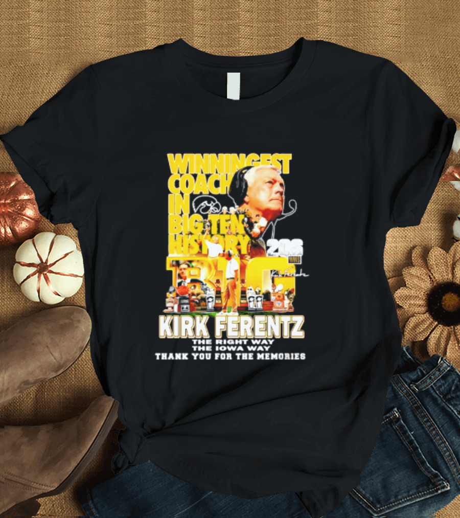 Kirk Ferentz Winningest Coach Big Ten History Iowa Hawkeyes Memories T-Shirt