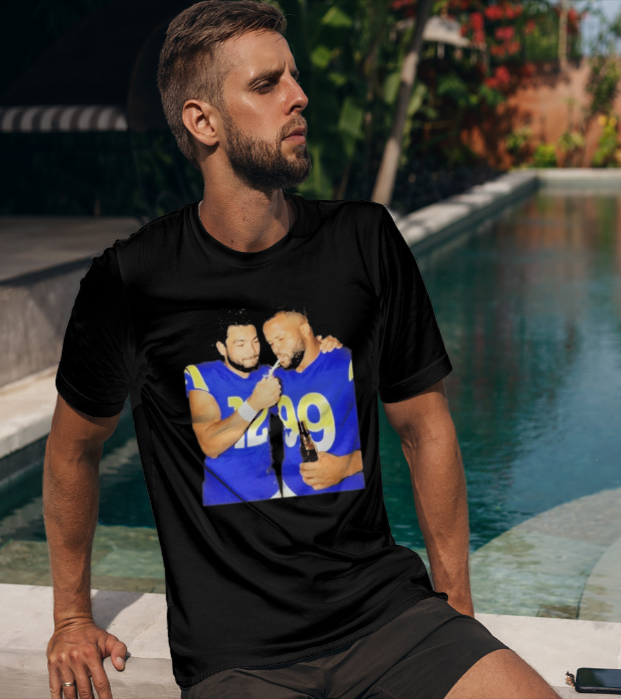 Los Angeles Rams Puka Nacua Aaron Donald Smoking Drinking NFL Football Team Players T-Shirt