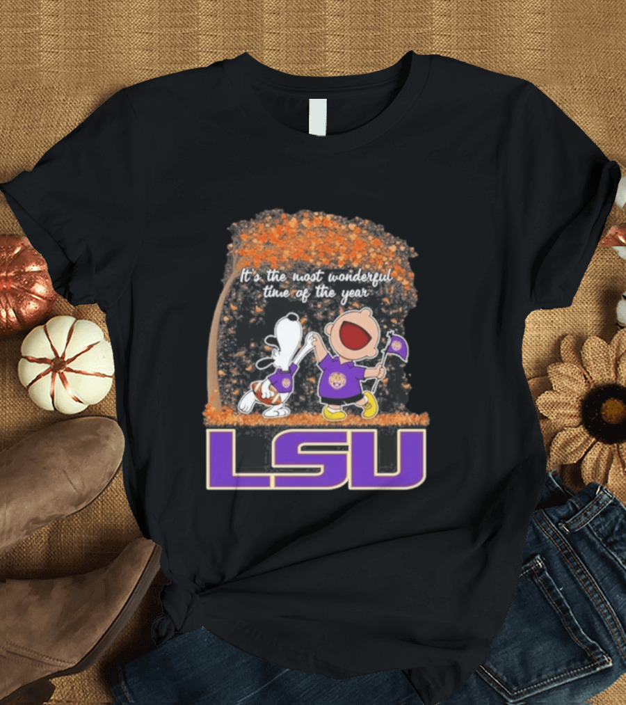 LSU Tigers Snoopy Charlie Brown 2026 Most Wonderful Time T-Shirt