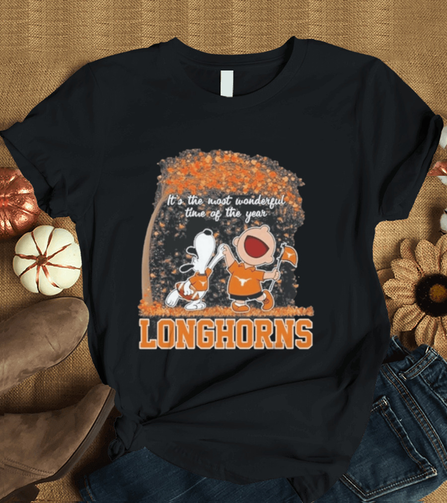 Texas Longhorns Snoopy Charlie Brown Most Wonderful Time Of The Year T-Shirt