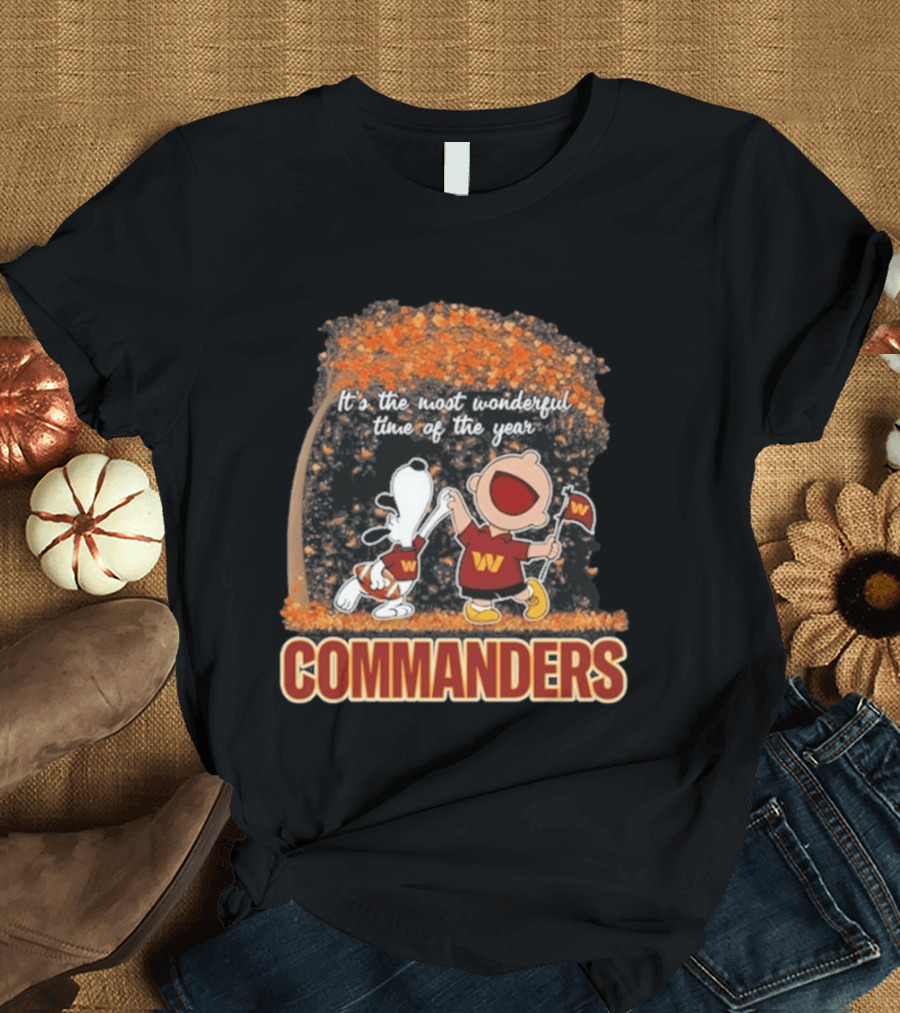 Washington Commanders Snoopy Charlie Brown Dancing 2026 Most Wonderful Time Of The Year T-Shirt