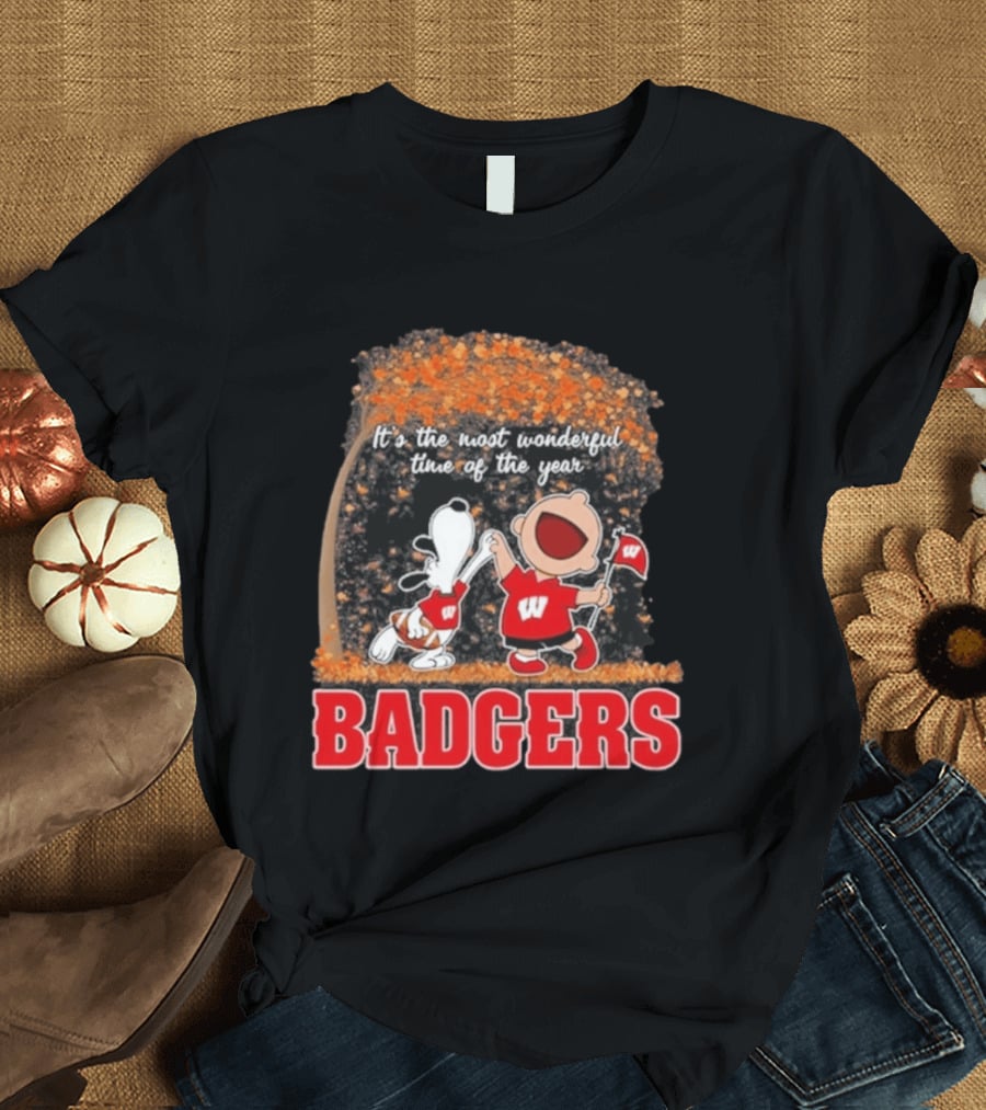 Wisconsin Badgers Snoopy Charlie Brown It's The Most Wonderful Time Of The Year 2026 T-Shirt