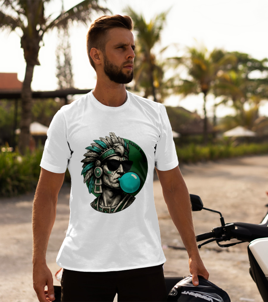 Aztec Warrior With Sunglasses Chewing Bubble Gum Badass Mexicans T-Shirt