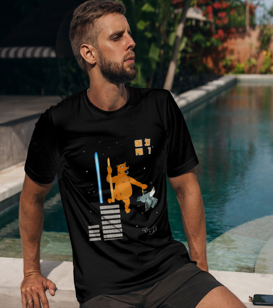 CHI 27 PHI 7 Cartoon Bears Vs Eagles Star Wars T-Shirt
