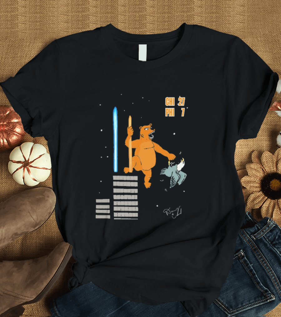 CHI 27 PHI 7 Cartoon Bears Vs Eagles Star Wars T-Shirt