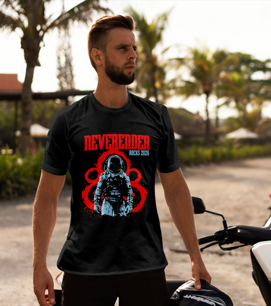 Neverender Rocks 2026 Astronaut Coheed Cambria Red Circles T-Shirt