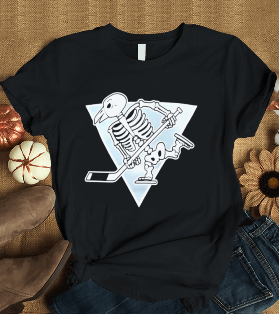 Pittsburgh Penguins Skeleton Bird Hockey Triangle T-Shirt