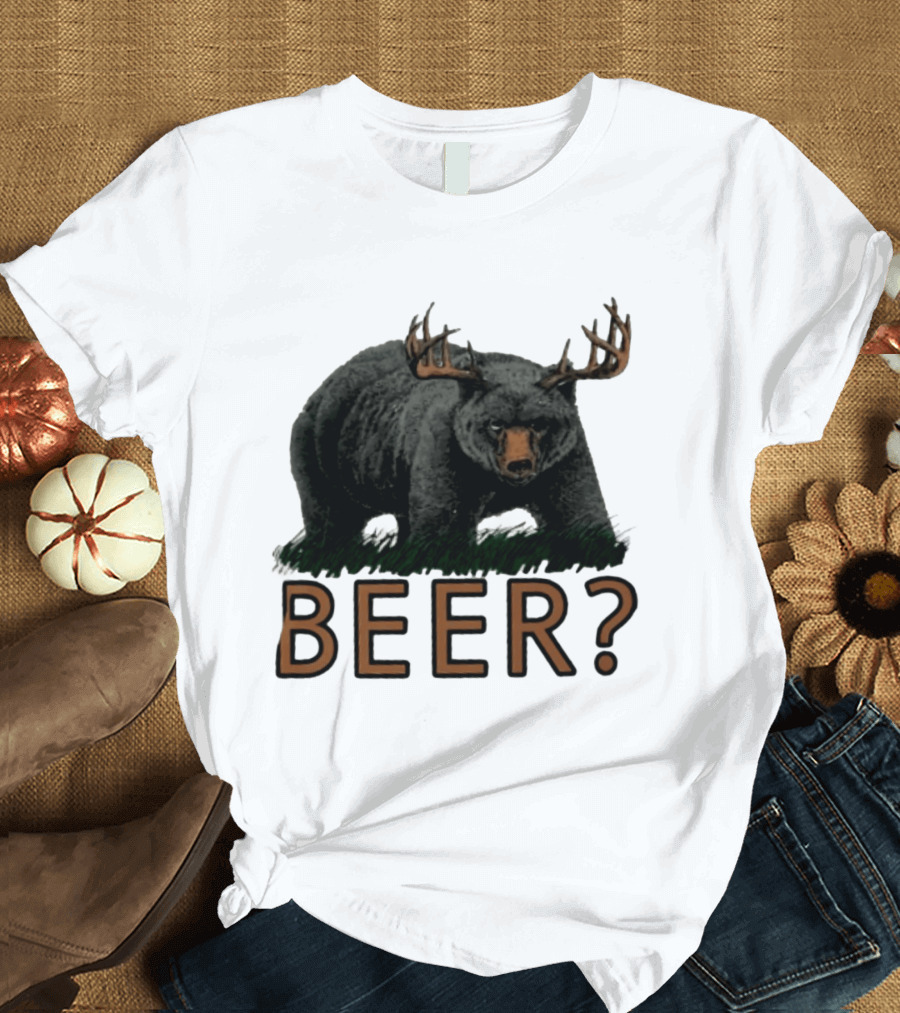 Bear With Antlers Beer T-Shirt