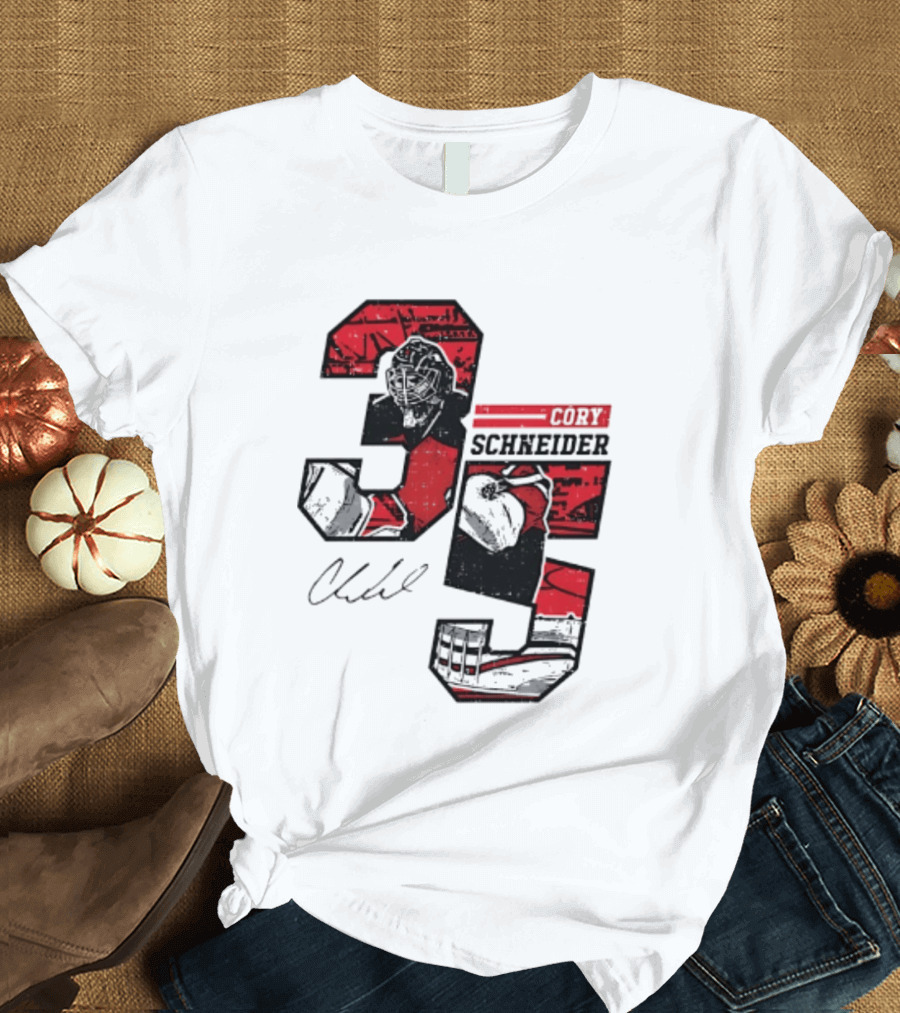 Cory Schneider New Jersey Devils 35 Signature Offset T-Shirt