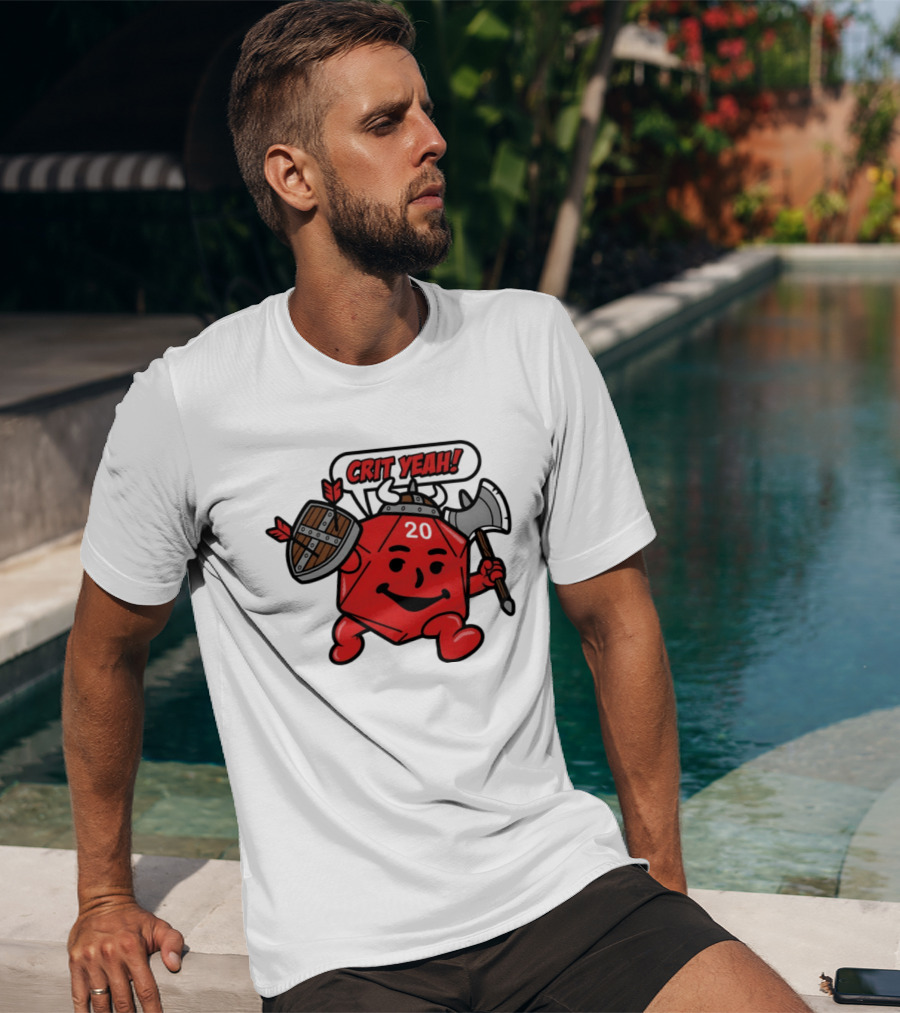 Crit Yeah D20 Viking Dice With Axe And Shield T-Shirt