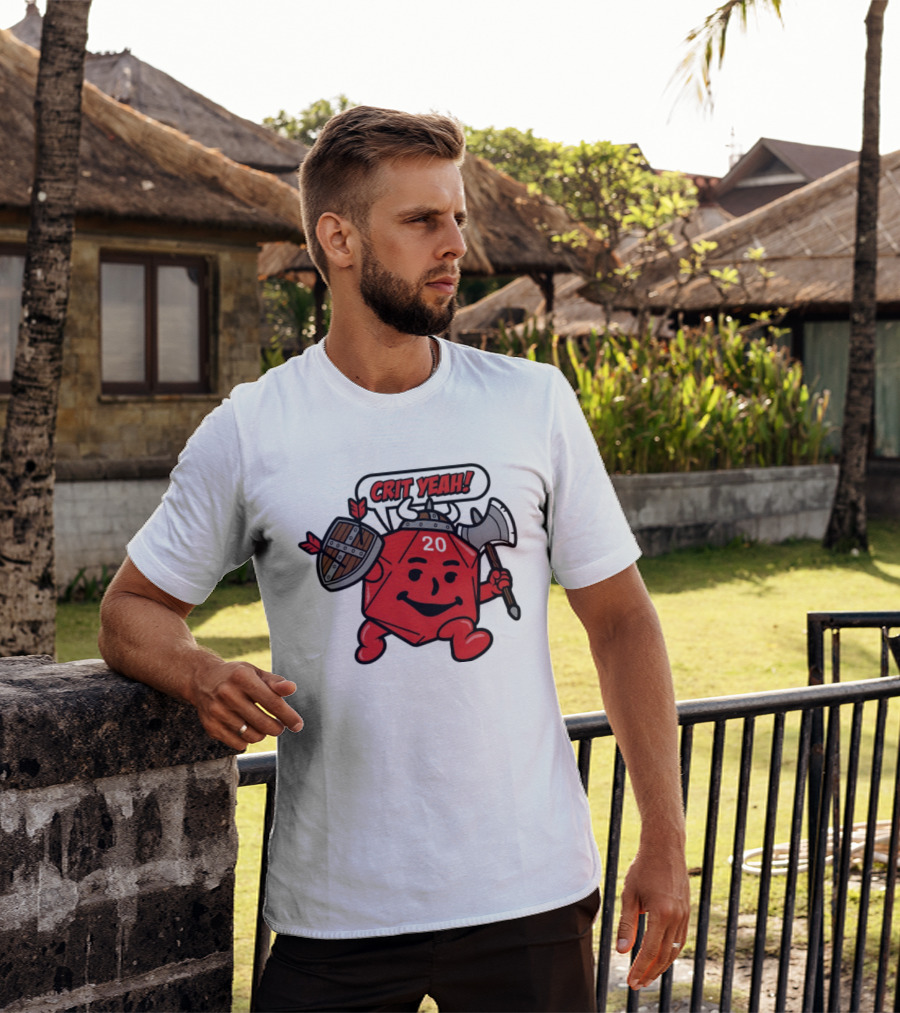 Crit Yeah D20 Viking Dice With Axe And Shield T-Shirt