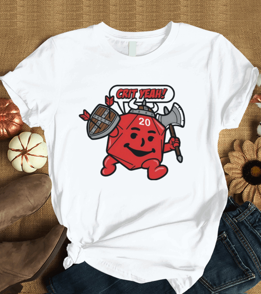 Crit Yeah D20 Viking Dice With Axe And Shield T-Shirt