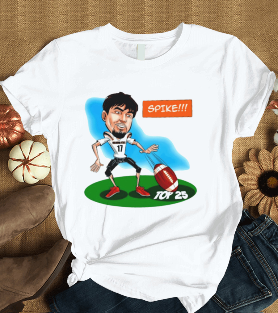 Drew Mestemaker Oklahoma State Football Spike Top 25 Player Caricature T-Shirt