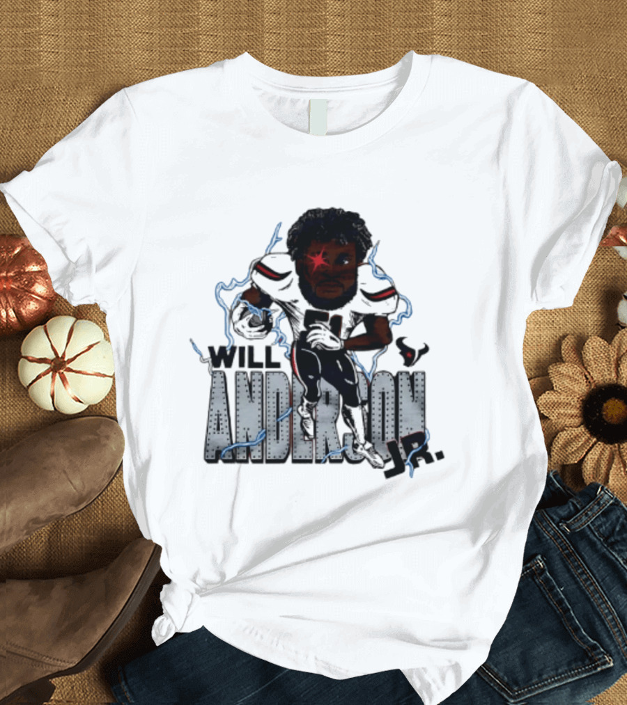 Houston Texans Will Anderson Jr Lightning Caricature Player T-Shirt