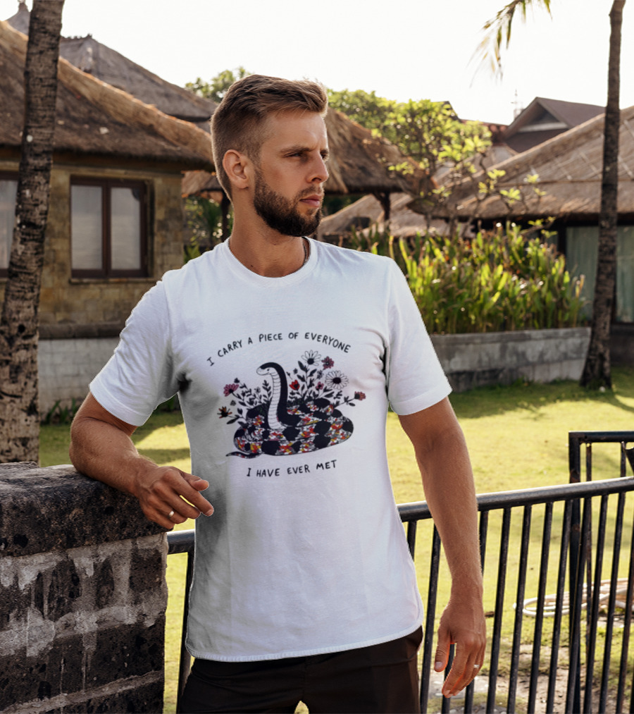 I Carry A Piece Of Everyone I Have Ever Met Snake Floral Blossoms T-Shirt