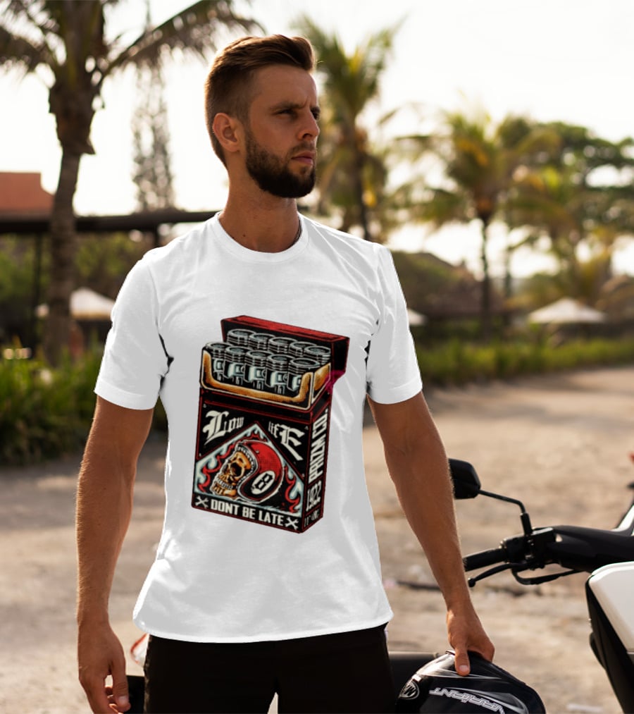 Low Life Prizm Co Don't Be Late Skull Helmet Pistons Pack T-Shirt