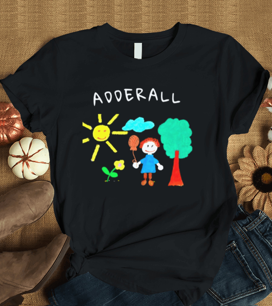 Childhood ADHD Awareness Adderall Child Drawing With Sun And Tree T-Shirt