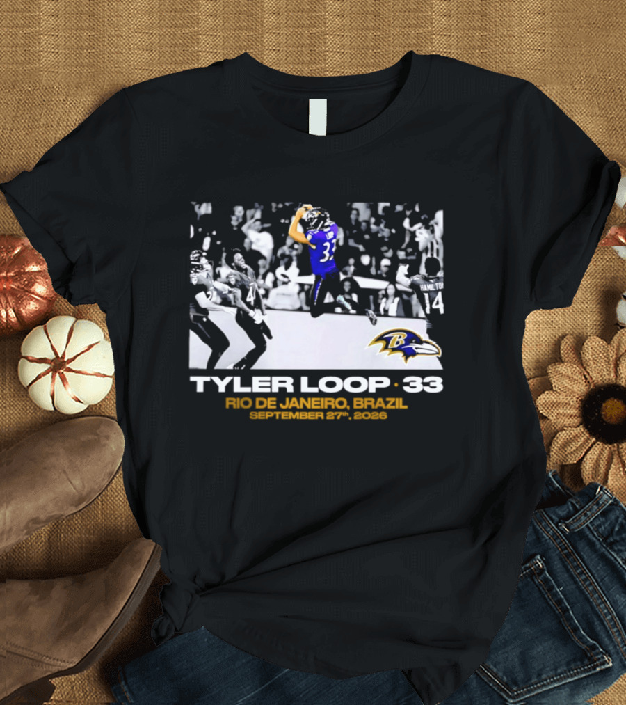 Baltimore Ravens Tyler Loop 33 Rio De Janeiro Brazil September 25 2023 T-Shirt