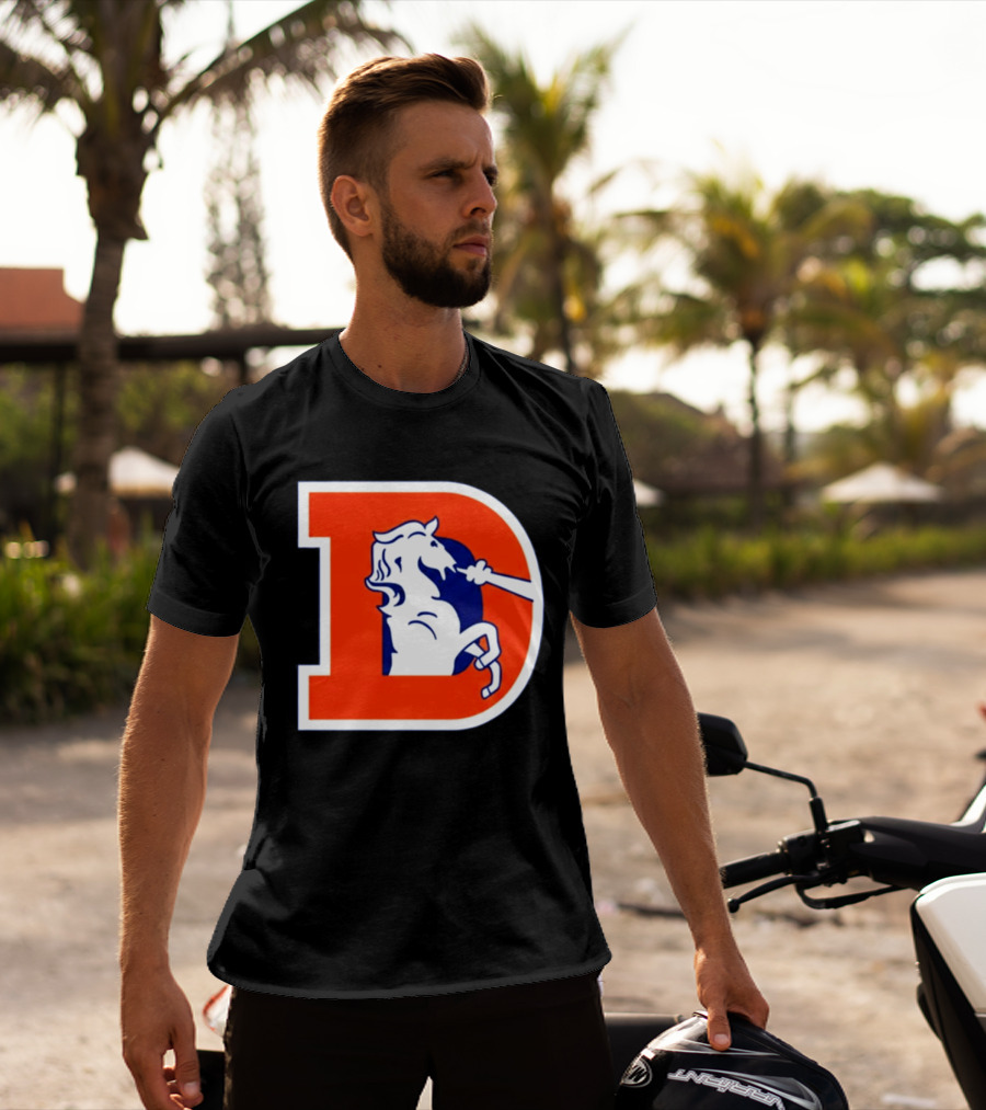 Bo Nix Broncos Old School Denver Horse Icon D T-Shirt