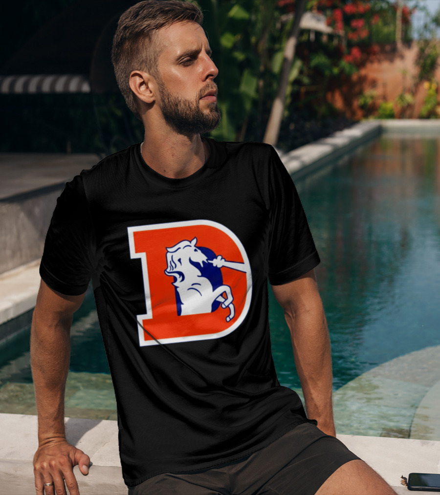 Bo Nix Broncos Old School Denver Horse Icon D T-Shirt