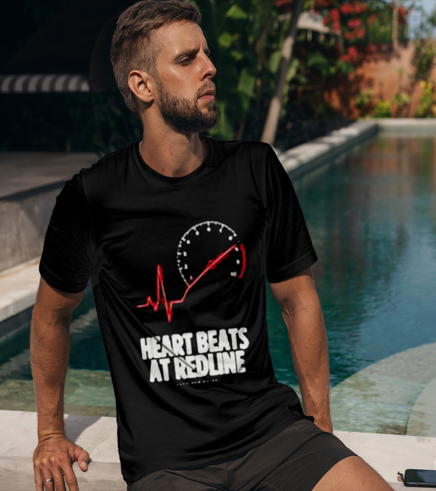 Heart Beats At Redline Tachometer Racing Car T-Shirt