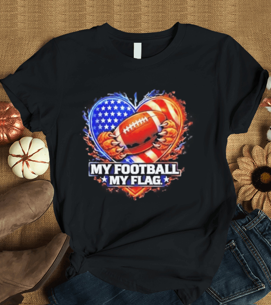 Heart American Football 2026 Season My Football My Flag T-Shirt