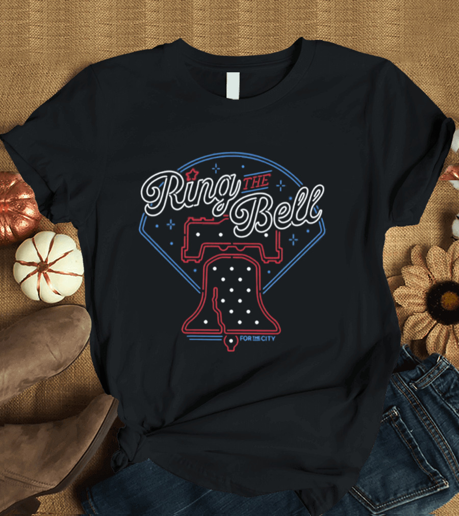 Ring The Bell Philly Neon Style Liberty Bell Baseball T-Shirt