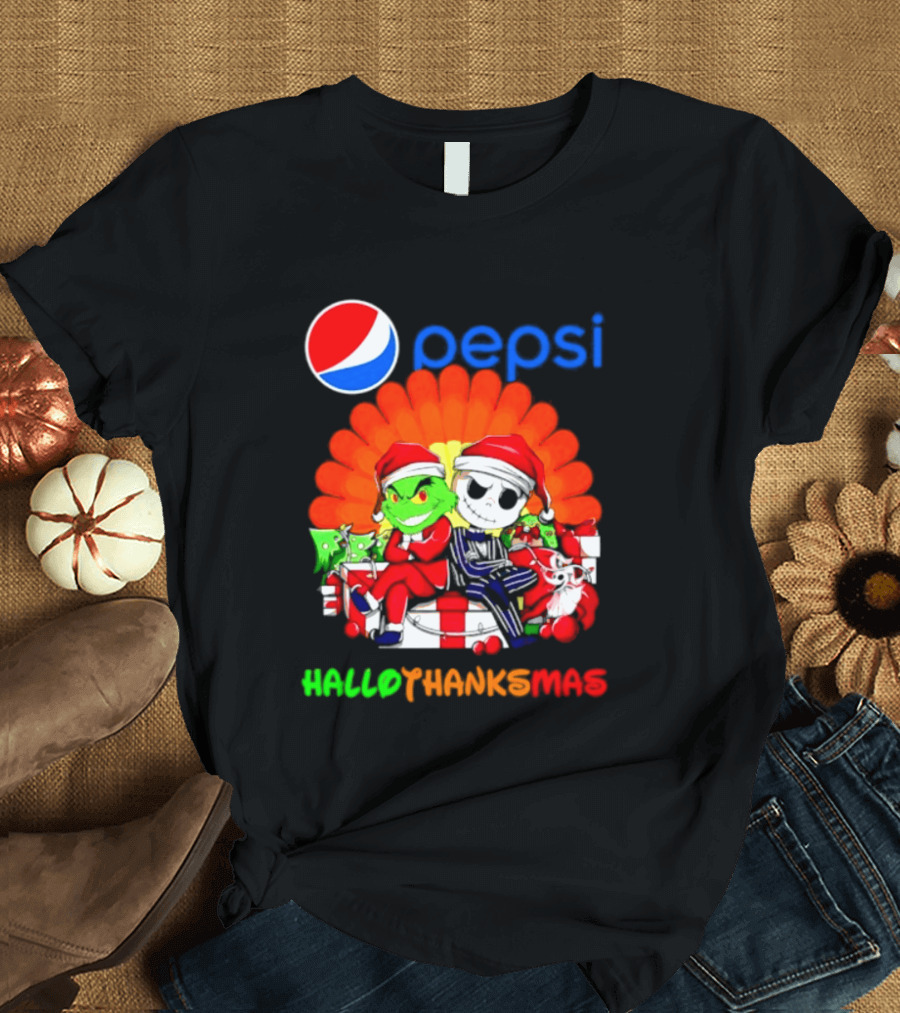 Pepsi Grinch Jack Skellington Hallothanksmas 2026 Holiday Mashup T-Shirt