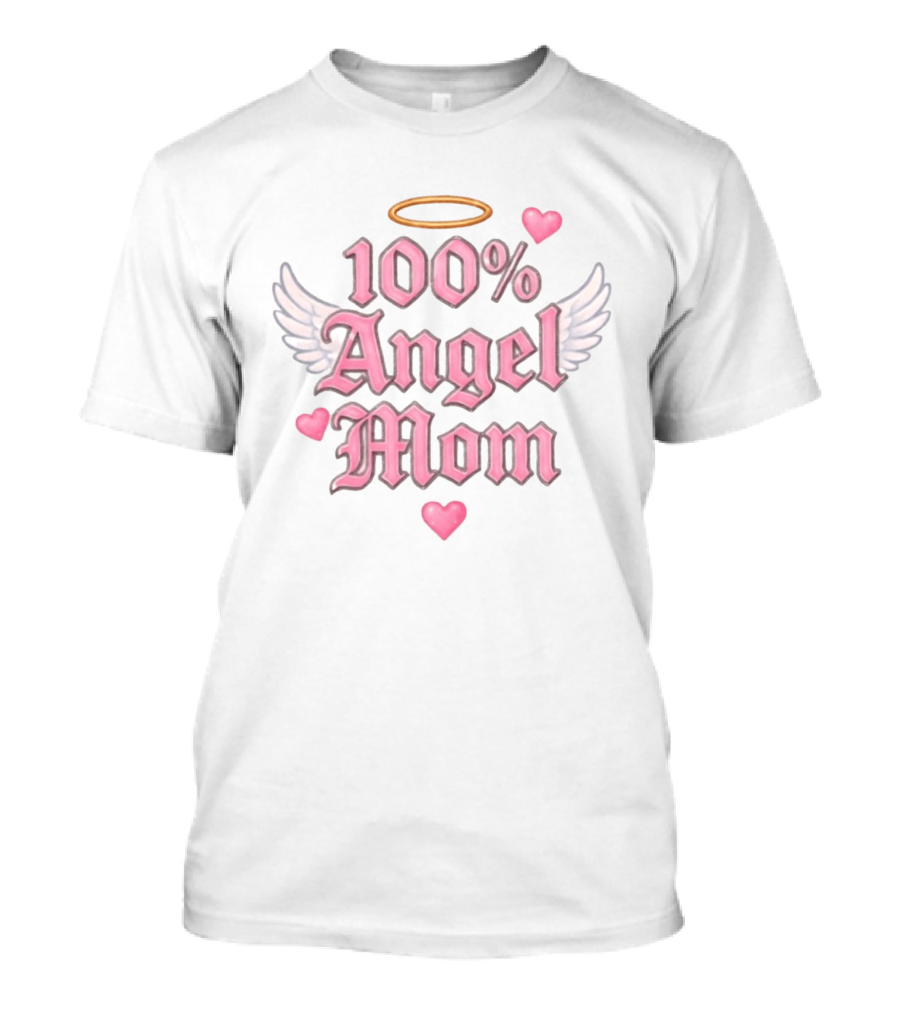 100 Angel Mom Pink Aesthetic Wings Halo Hearts Memorial T-Shirt